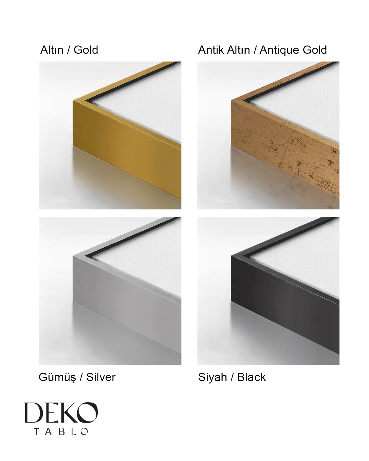 "Zeytin Ağacı Dark" Siyah Gri Beyaz ve Gold Detaylı Yağlı Boya Tablo