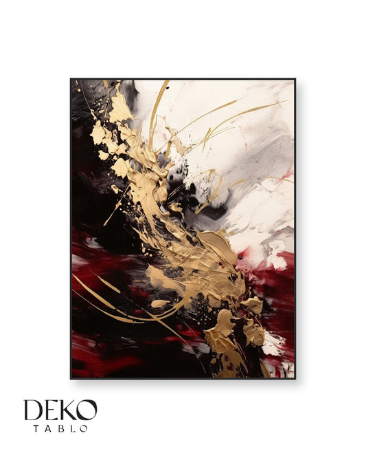 "Detay" Siyah Kırmızı Bej Detaylı Yağlı Boya Tablo