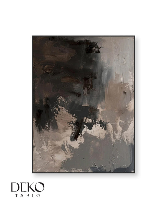 "Dark" Siyah Bej Tonları Geçişli Yağlı Boya Tablo