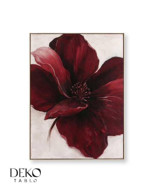 "Tutku" Kırmızı Bordo Beyaz Tonlarında Yağlı Boya Tablo