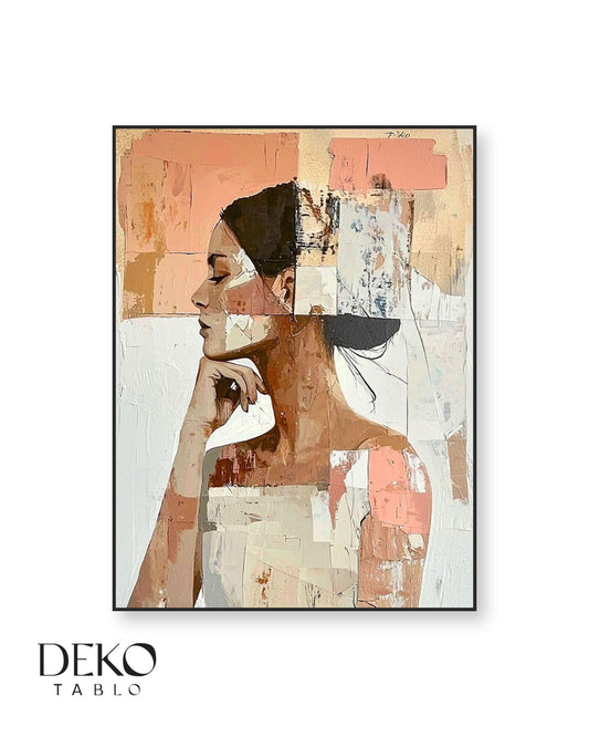 "Overdose" Turuncu ve Sarı Detaylı Kadın Yağlı Boya Tablo