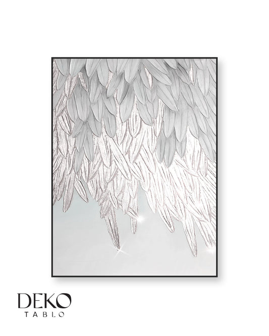 "Fluff" Beyaz ve Silver Tonlarında Yağlı Boya Tablo