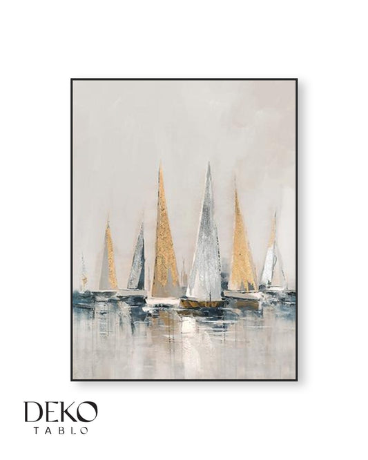 Yelkenliler Detaylı Yağlı Boya Tablo