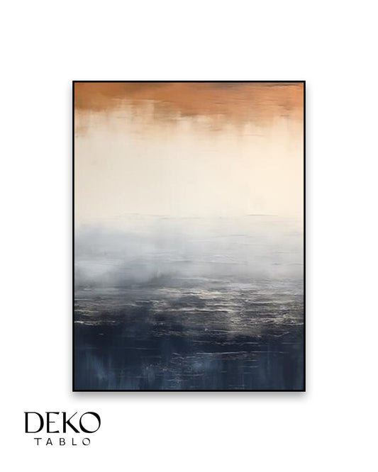 "Derin" Lacivert Siyah Bej Tonlarında Detaylı Yağlı Boya Tablo