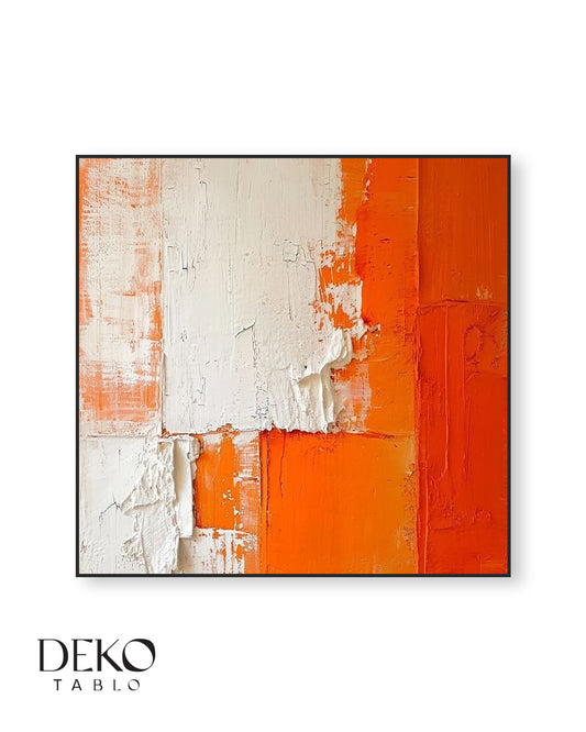 "Portakal" Turuncu ve Beyaz Detaylı Yağlı Boya Tablo