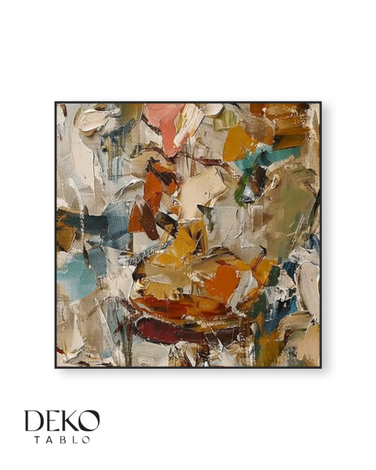 "Senfoni" Soft Renkler Detaylı Soyut Yağlı Boya Tablo