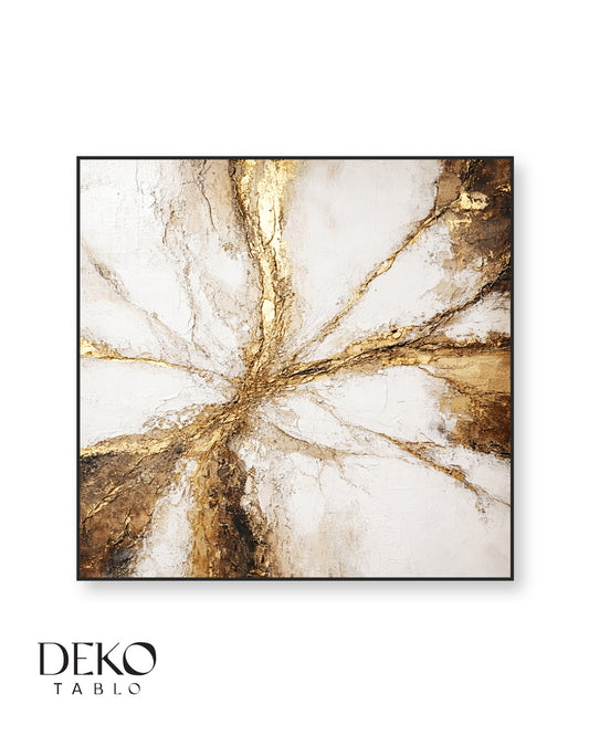 "Birlik" Beyaz Altın ve Kahve Detaylı Yağlı Boya Tablo