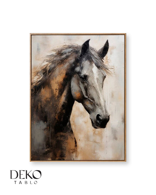 "Hüzün" Kahverengi At Detaylı Yağlı Boya Tablo