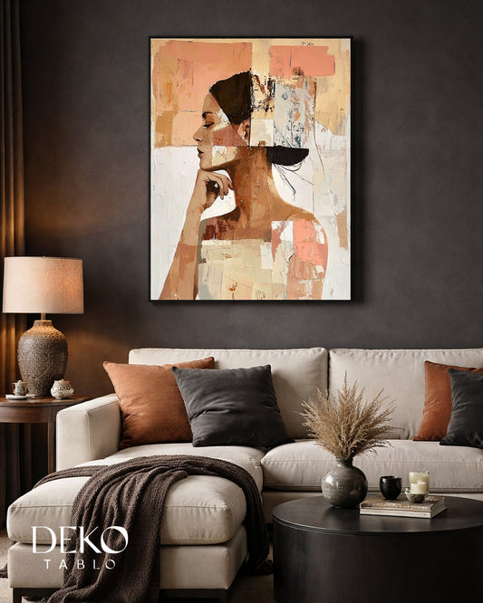 "Overdose" Turuncu ve Sarı Detaylı Kadın Yağlı Boya Tablo