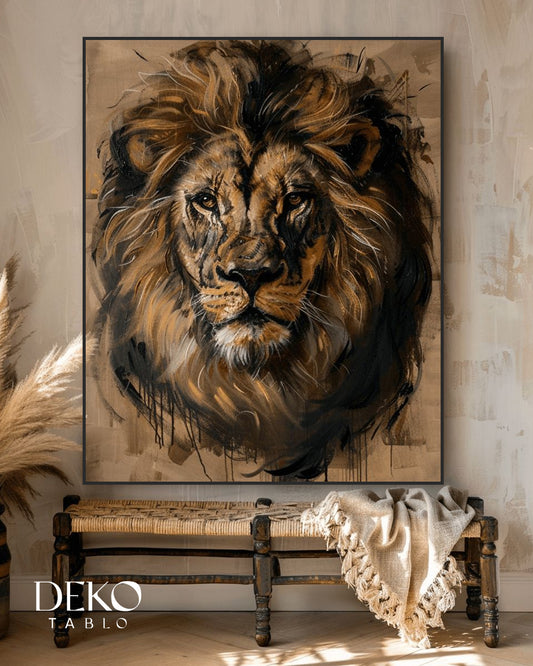 "Kral" Aslan Detaylı Yağlı Boya Tablo