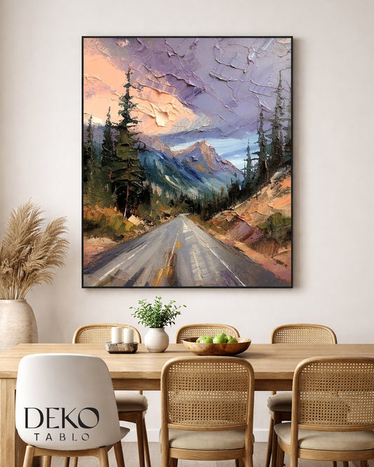 "Sonsuz" Yol Manzarası Detaylı Yağlı Boya Tablo