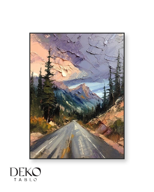 "Sonsuz" Yol Manzarası Detaylı Yağlı Boya Tablo