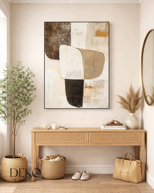 "Bold" Kahve Beyaz ve Bej Detaylı Yağlı Boya Tablo