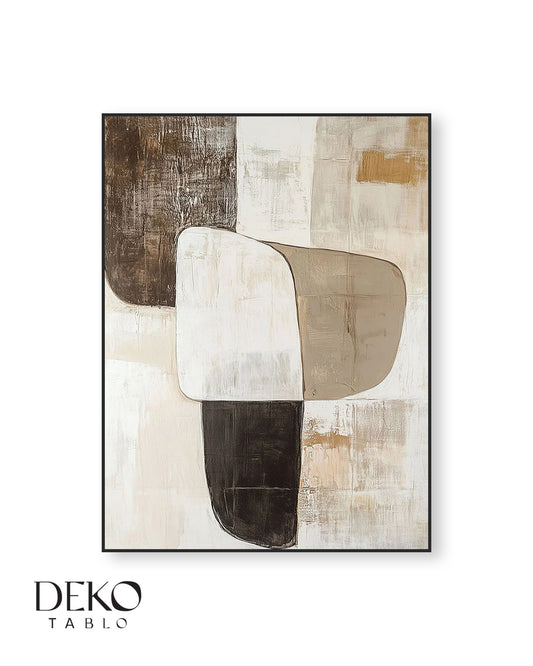 "Bold" Kahve Beyaz ve Bej Detaylı Yağlı Boya Tablo