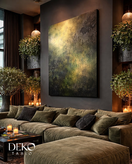 "Amazon" Yeşil Tonlarında Detaylı Yağlı Boya Tablo