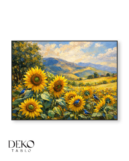 “Füsun” Sarı Ayçiçekleri Detaylı Yağlı Boya Tablo