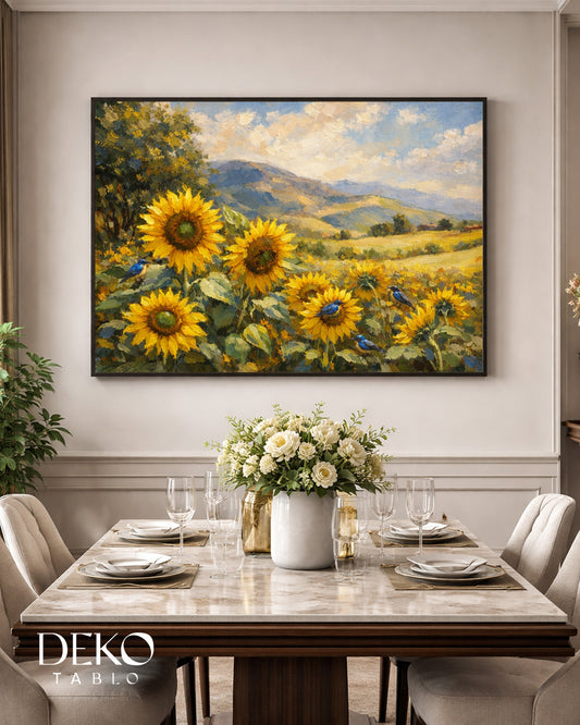“Füsun” Sarı Ayçiçekleri Detaylı Yağlı Boya Tablo