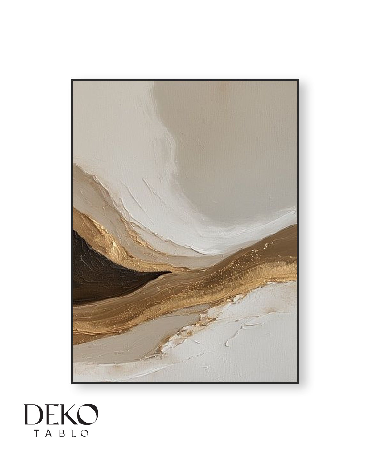 "Dokunuş" Bej Kahve ve Gold Detaylı Yağlı Boya Tablo